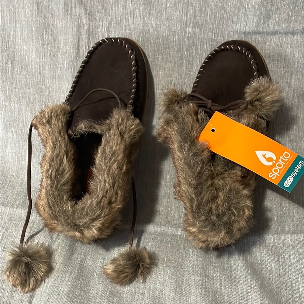 Brown Fur-Lined Slippers